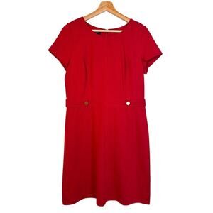 Talbots Ponte Sheath Dress Size 10 Petite Short Sleeves Stretch Office Cocktail